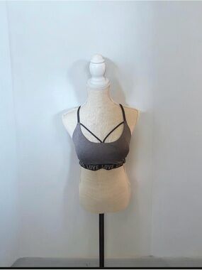 No Boundaries Gray Strappy LOVE Logo Bralette
